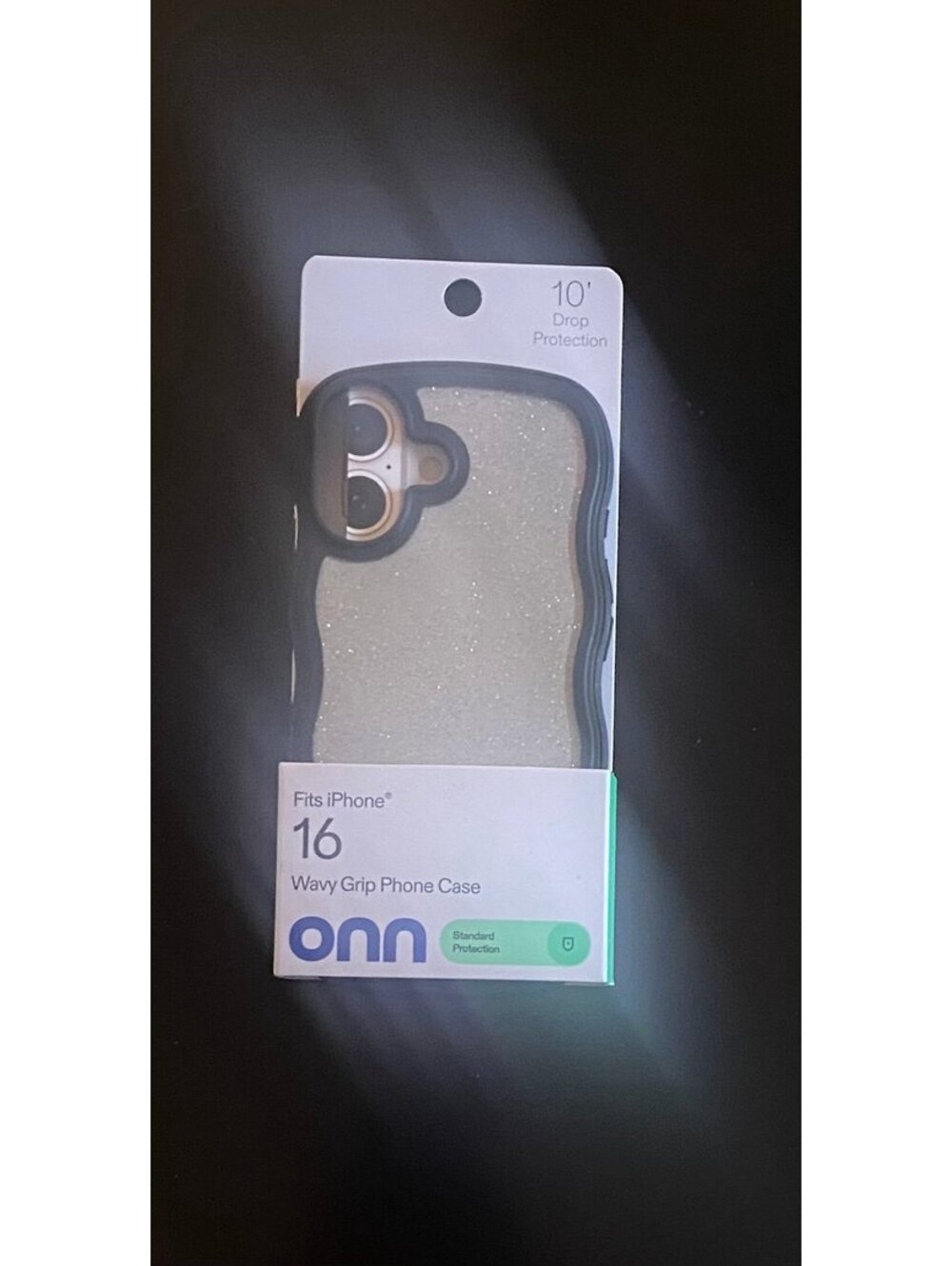Onn Case for iPhone 16 Black/Gold Glitter